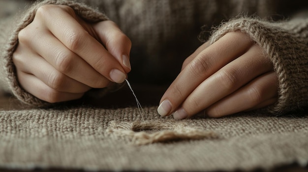 zbliżenie nici i igły